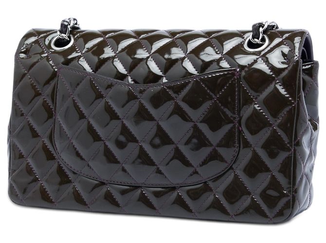 Borsa a tracolla Chanel Medium Classic Patent Double Flap viola Porpora - vista 2