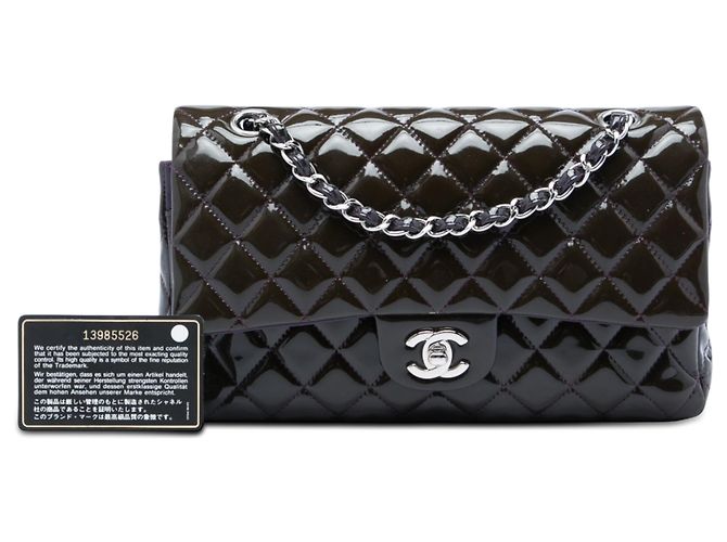 Borsa a tracolla Chanel Medium Classic Patent Double Flap viola Porpora - vista 6