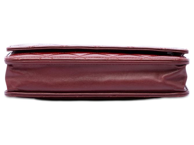 Wallet On Chain Borsa a tracolla con catena e portafoglio Chanel CC trapuntato in vernice rosso - vista 3