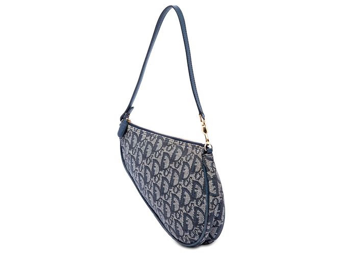 Borsa a tracolla Blue Dior Mini Diorissimo Canvas Saddle Pochette Dior - vista 2