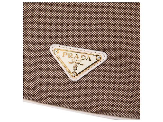 Weiße Prada Canvas Canapa Logo Schultertasche - Ansicht 5