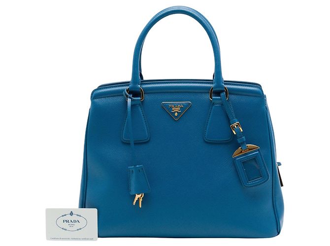 Tote Prada Saffiano Lux Parabole blu - vista 7