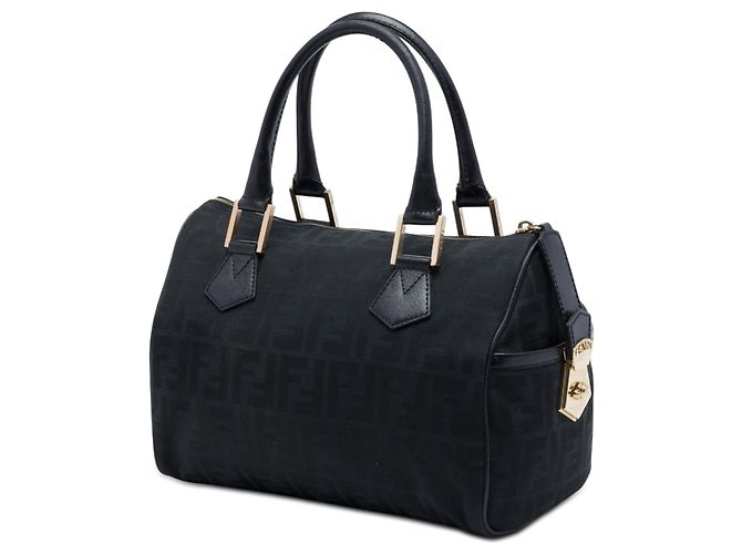 Borsa Boston in tela Zucca Fendi nera Nero - vista 2