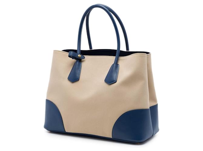Borsa Doppia Large Canapa e Saffiano beige Prada - vista 2