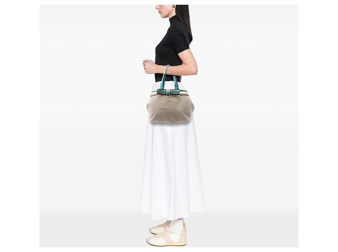 Blauer Prada Canapa Canvas Logo Tote - Ansicht 6