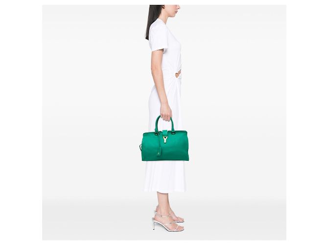 Borsa cabas Chyc in pelle di vitello Medium verde Saint Laurent - vista 7