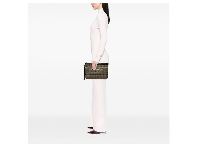Clutch in rafia Rive Gauche beige Saint Laurent - vista 6