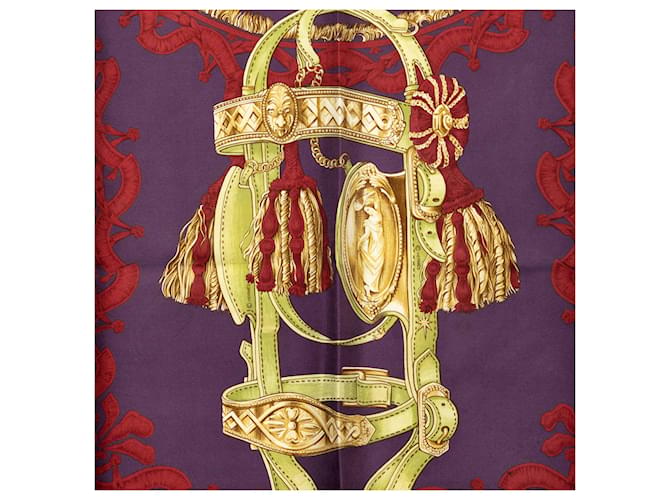 Sciarpa in seta Hermès Bride de Cour 90 viola Porpora - vista 2