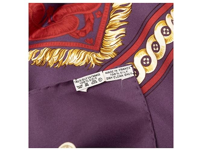 Sciarpa in seta Hermès Bride de Cour 90 viola Porpora - vista 3