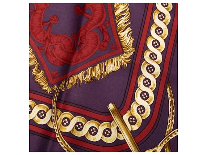 Sciarpa in seta Hermès Bride de Cour 90 viola Porpora - vista 4
