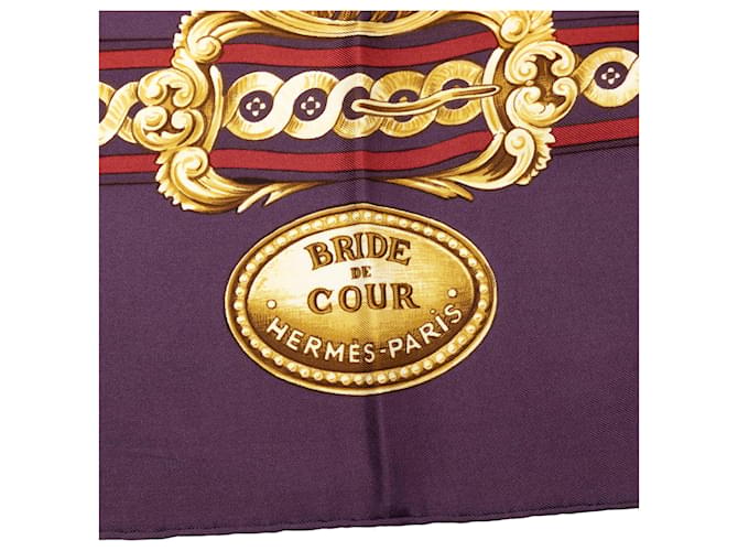 Sciarpa in seta Hermès Bride de Cour 90 viola Porpora - vista 5