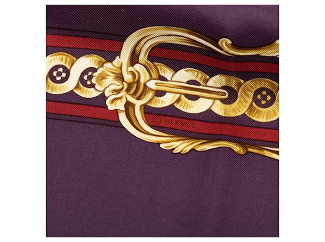 Sciarpa in seta Hermès Bride de Cour 90 viola Porpora - vista 6