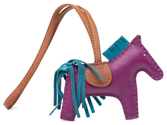 Charm per borsa Hermès Milo in agnello viola Grigri Rodeo PM Portachiavi Porpora - vista 2
