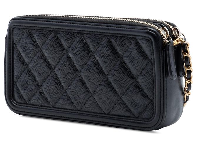 Clutch Chanel Caviar CC Filigree nera con borsa a tracolla con catena Nero - vista 2
