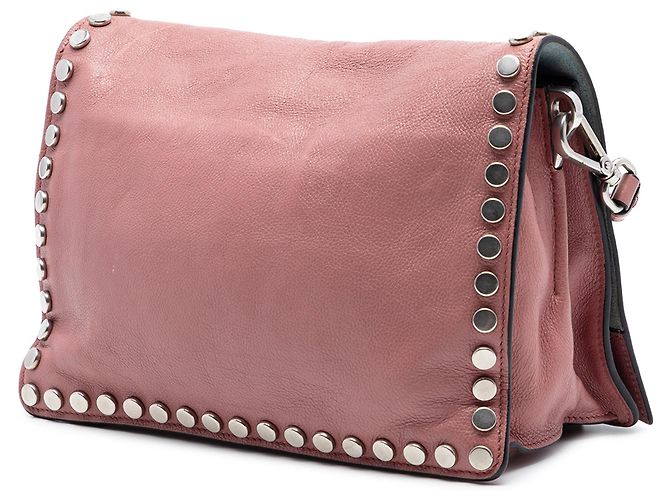 Borsa a tracolla Prada Glace Calfskin Studded Etiquette Flap rosa - vista 2