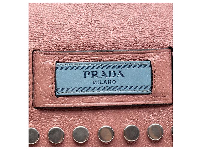 Borsa a tracolla Prada Glace Calfskin Studded Etiquette Flap rosa - vista 5
