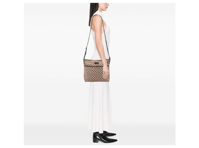 Borsa a tracolla Gucci GG Canvas Web beige - vista 6