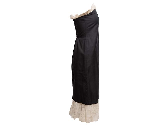 Abito senza spalline con volant bianco e nero Khaite Taglia US 2 - vista 2