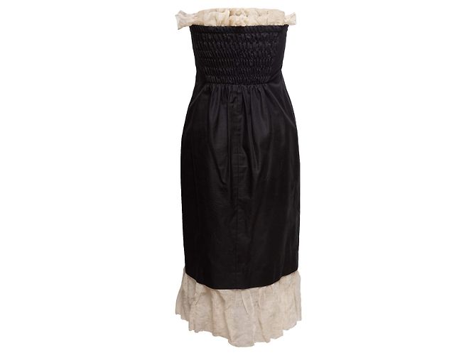Abito senza spalline con volant bianco e nero Khaite Taglia US 2 - vista 3