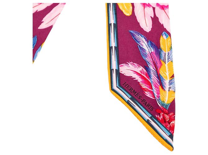 Foulard Twilly in seta Hermès Brazil Feather viola Porpora - vista 2