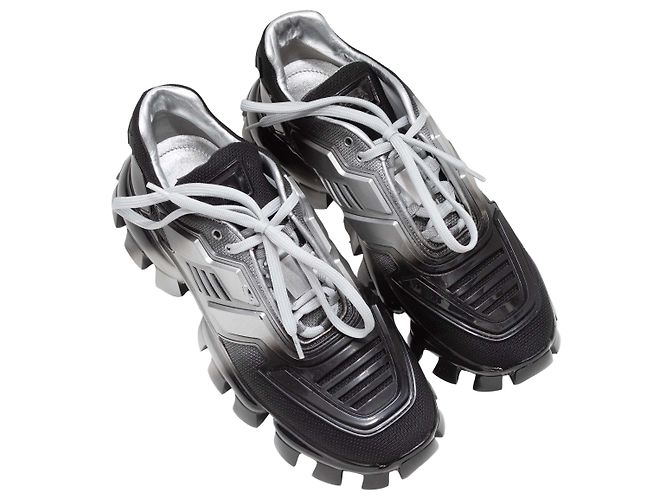 Sneakers Prada Cloudbust Chunky Low-Top Nere e Argento Taglia 39.5 Nero - vista 2