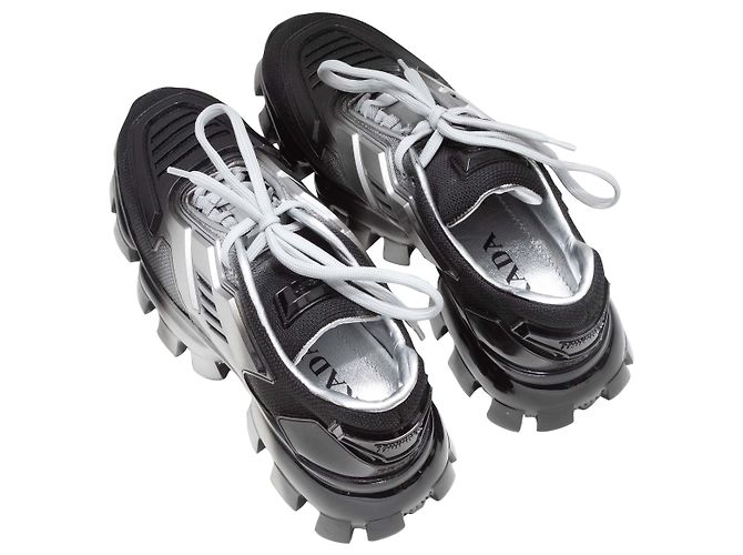 Sneakers Prada Cloudbust Chunky Low-Top Nere e Argento Taglia 39.5 Nero - vista 3