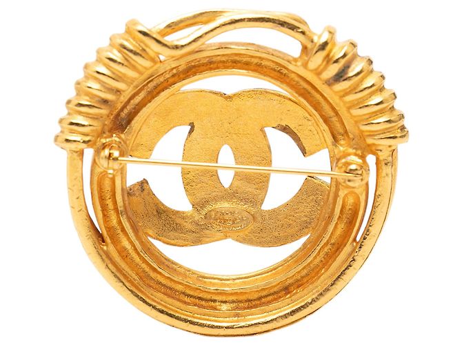 Spilla rotonda CC Chanel Spring placcata oro D'oro - vista 2