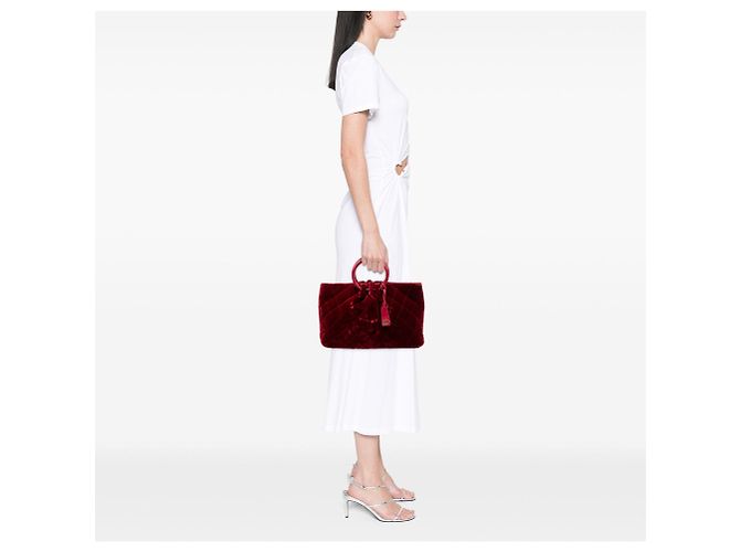 Chanel CC gesteppte Samttasche mit Tragegriff in Rot - Ansicht 7