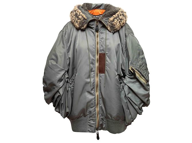 Graue Junya Watanabe Comme Des Garcons Oversized Kapuzen-Bomberjacke Größe US XS - Ansicht 2