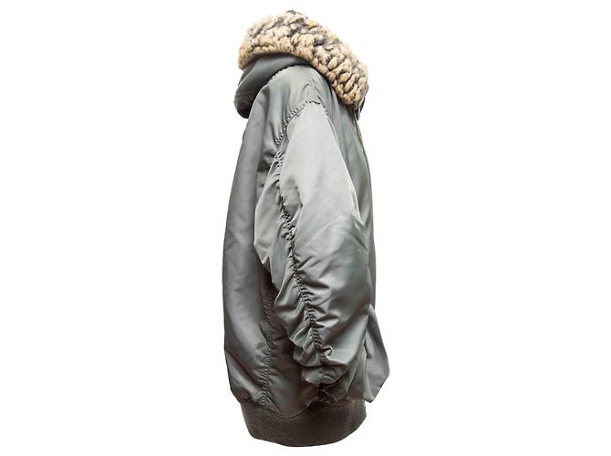 Graue Junya Watanabe Comme Des Garcons Oversized Kapuzen-Bomberjacke Größe US XS - Ansicht 3