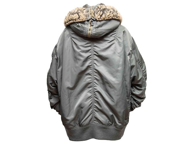 Graue Junya Watanabe Comme Des Garcons Oversized Kapuzen-Bomberjacke Größe US XS - Ansicht 4