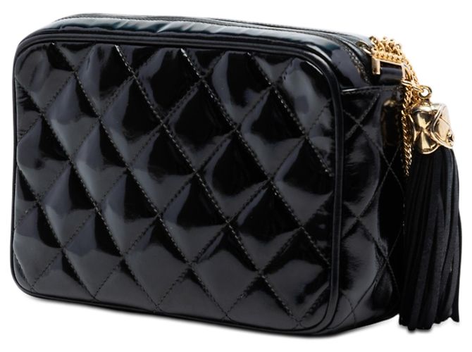 Borsa Camera Chanel CC trapuntata in vernice nera Nero - vista 2