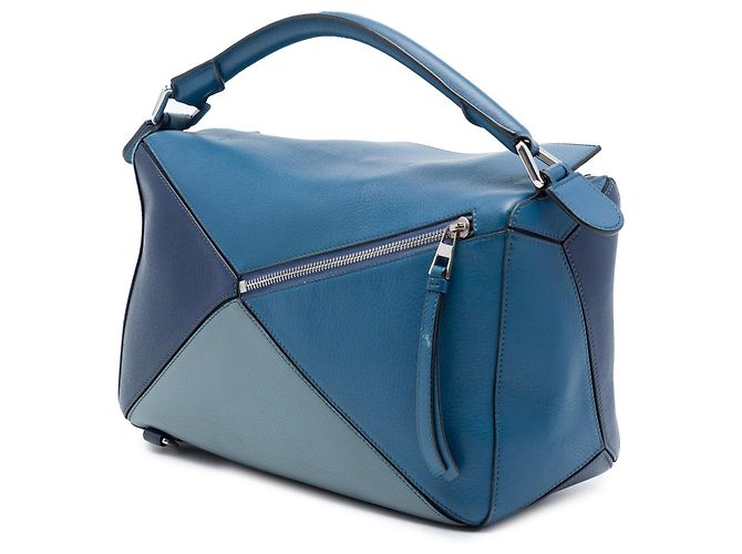 Blauer LOEWE Medium Tricolor Kalbsleder Puzzle Satchel - Ansicht 2