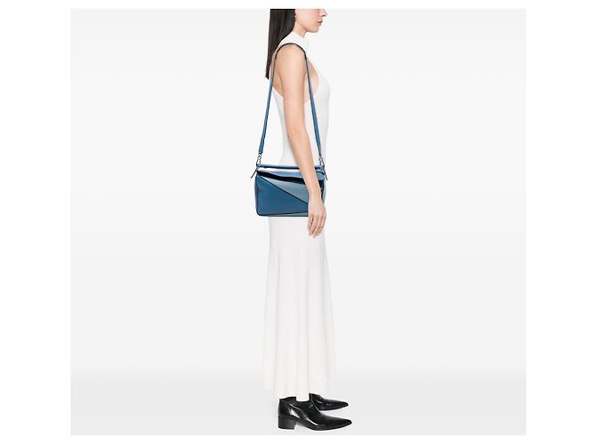 Blauer LOEWE Medium Tricolor Kalbsleder Puzzle Satchel - Ansicht 6
