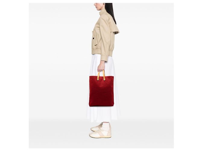 Borsa Tote Red Hermès Canvas Ahmedabad Cabas II GM Rosso - vista 7