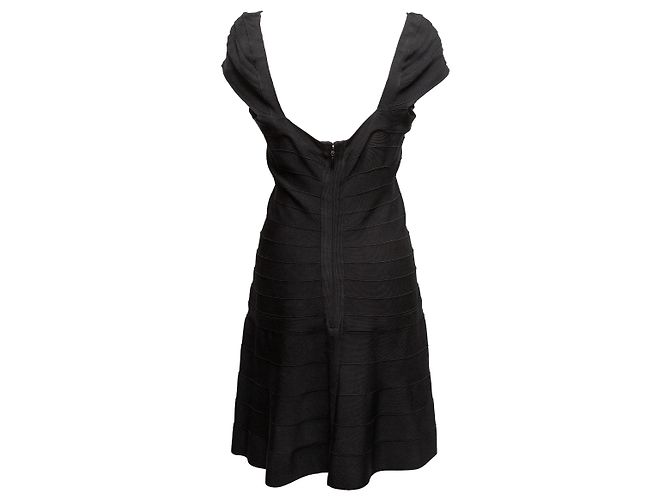 Schwarzes Herve Leger Cap Sleeve Mini Kleid Größe US L - Ansicht 3