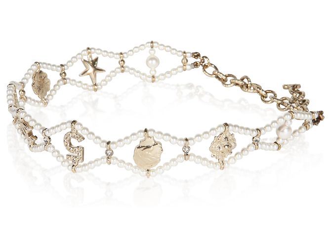 Gabrielle Collana girocollo Chanel 2020 in perle sintetiche intrecciate placcata oro - vista 2