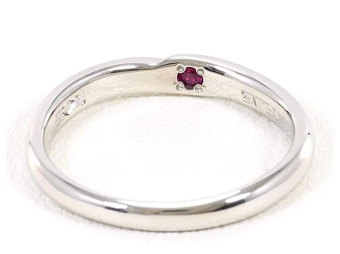 Diamond Céline Celine PT1000 Platinring mit Diamant und Rubin - Ansicht 3