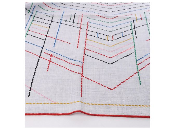 Sciarpa in Cashmere e Seta Hermès Carré Géant "PIQUE SELLIER" in Grigio - vista 5
