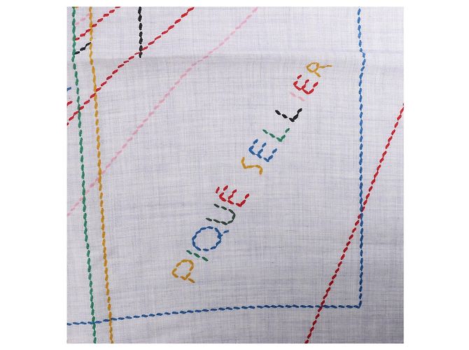 Sciarpa in Cashmere e Seta Hermès Carré Géant "PIQUE SELLIER" in Grigio - vista 8