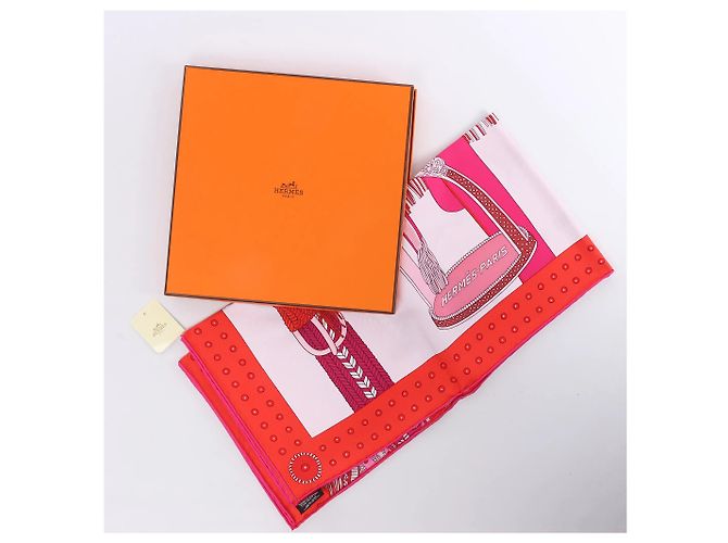 Carré 90 Hermès "SELLE DE DIGNITAIRE" Fazzoletto di seta Rosa - vista 15