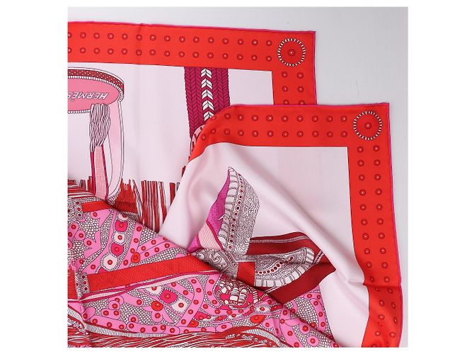 Carré 90 Hermès "SELLE DE DIGNITAIRE" Fazzoletto di seta Rosa - vista 3