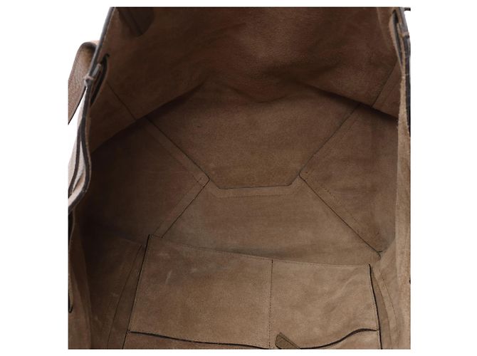 Céline Borsa a tracolla in pelle Celine Cabas Phantom Small Taupe Marrone - vista 11