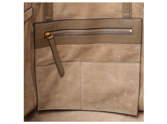 Céline Borsa a tracolla in pelle Celine Cabas Phantom Small Taupe Marrone - vista 12