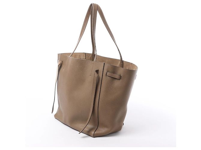 Céline Borsa a tracolla in pelle Celine Cabas Phantom Small Taupe Marrone - vista 3