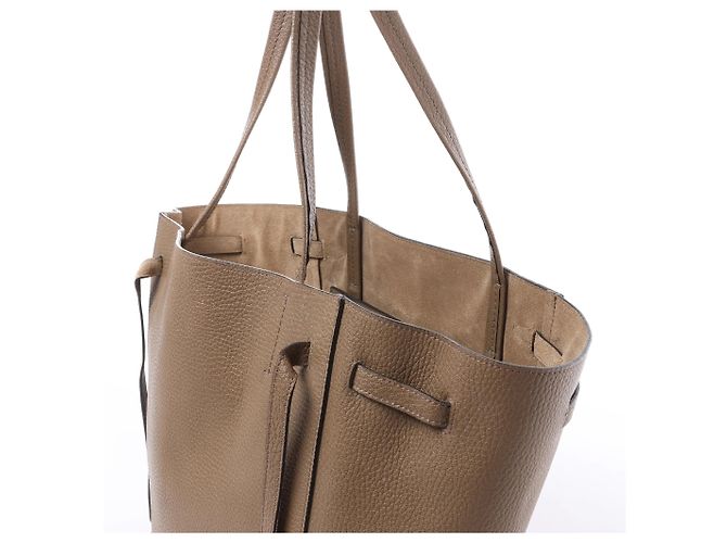 Céline Borsa a tracolla in pelle Celine Cabas Phantom Small Taupe Marrone - vista 4