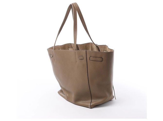 Céline Borsa a tracolla in pelle Celine Cabas Phantom Small Taupe Marrone - vista 5