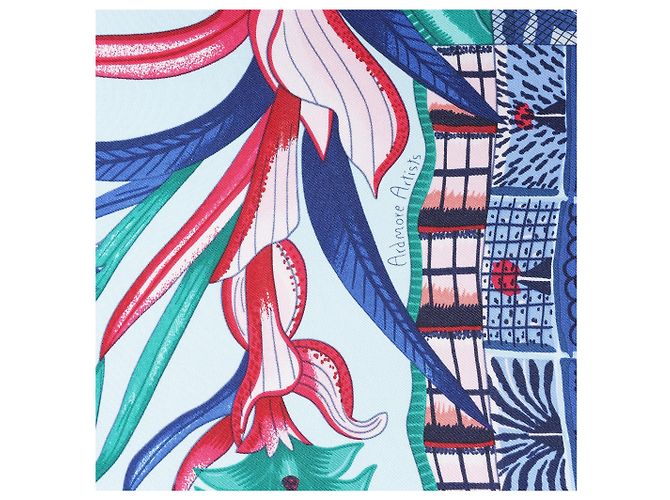 Carré 90 Hermès "LA MARCHE Du ZAMBEZE" in seta blu - vista 9