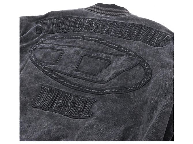 Giacca bomber in pelle e denim Diesel L-NYN nera, 50 IT Nero - vista 10