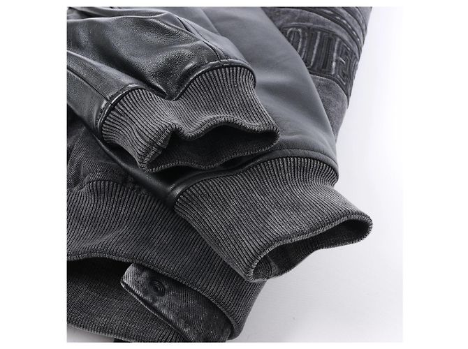 Giacca bomber in pelle e denim Diesel L-NYN nera, 50 IT Nero - vista 4